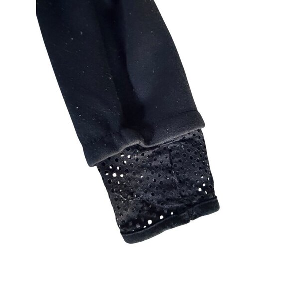 Fabletics Eugenia Coat Women's Sz L Black Open Front Fleece Lined Back Mesh Coat - Picture 6 of 10